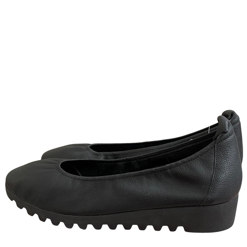 Aetrex NEW Brianna Black Leather Platform Ballet Flats Orthotic Women 11.5/12